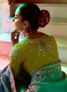 Teal Wedding Work Saree