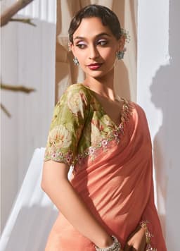 Peach Designer Saree for Wedding Wear