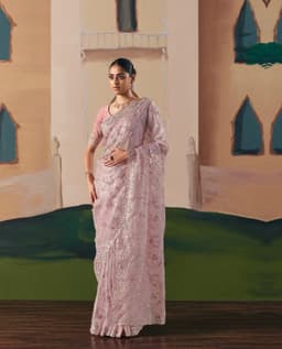 Blush Pink Sequins Work Saree