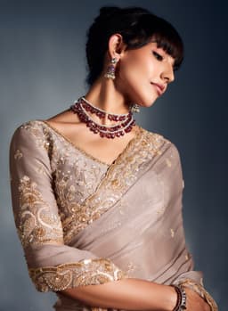 Ivory Tissue Organza Saree for Bridal Wear