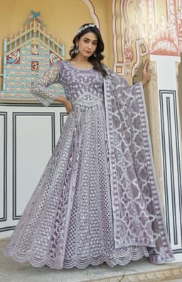 Lavender Designer Anarkali Suit
