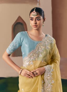 Pastel Yellow Designer Haldi Wear Saree
