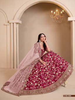 Rani Pink Art Silk Wedding Lehenga
