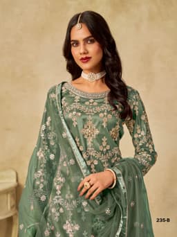Sage Green Net Palazzo Suit