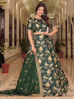 Emerald Green Art Silk Zari Embroidered Bridesmaid Lehenga