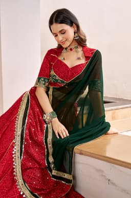 Red Green Printed Lehenga for Navratri & Garba