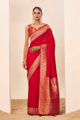 Bridal Red Dola Silk Saree