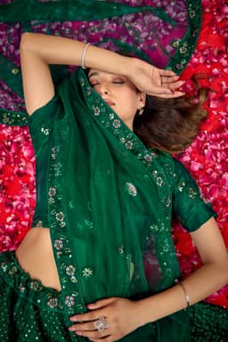 Teal Fendy Silk Lehenga Choli