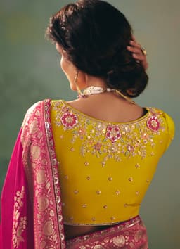 Rani Pink Dola Silk Saree With Zari Border