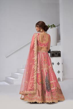 Pink Banarasi Silk Bridal Lehenga for Wedding