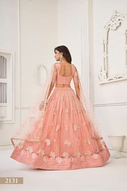 Peach Butterfly Net Lehenga Choli