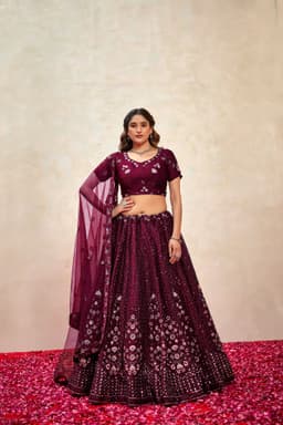 Maroon Fendy Silk Lehenga Choli