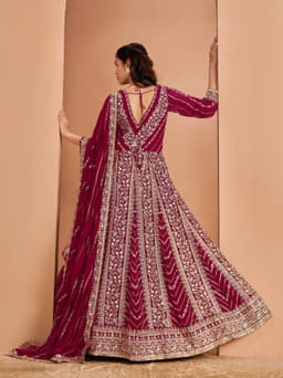 Rani Pink Faux Georgette Anarkali Suit