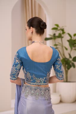 Ice Blue Wedding Saree with Elegant Embroidery