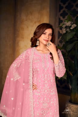Baby Pink Designer Palazzo Suit