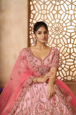 Blush Pink Silk Bridal Lehenga