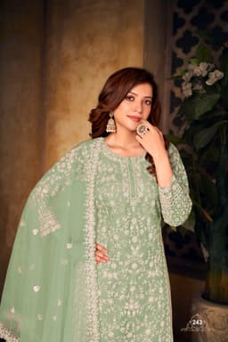 Pista Green Designer Palazzo Suit