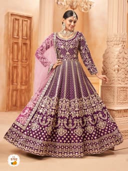 Purple Art Silk Anarkali Suit