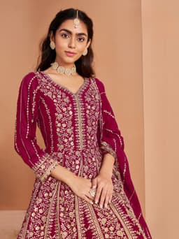Rani Pink Faux Georgette Anarkali Suit