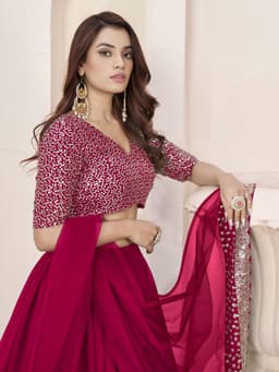 Pink Georgette Sequins Lehenga