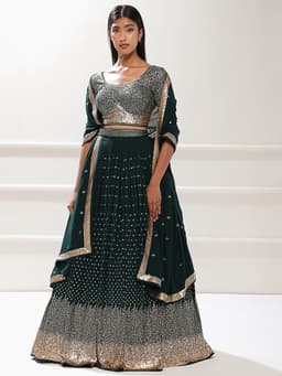 Dark Green Indian Lehenga Online