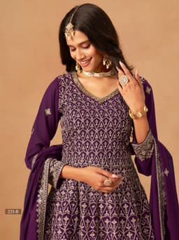 Purple Georgette Palazzo Suit
