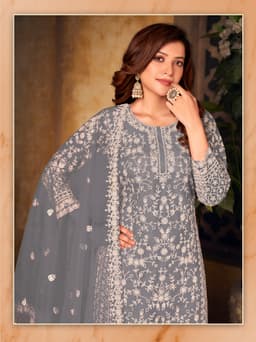 Grey Designer Palazzo Suit