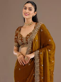 Antique Gold Tissue Silk Saree for Wedding Wear