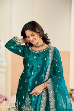 Teal Green Velvet Salwar Suit