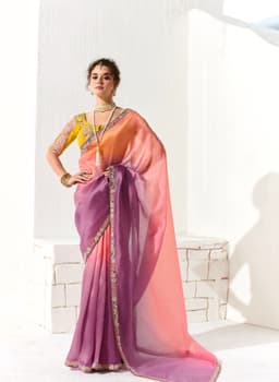 Dual Tone Organza Tissue Party Wear Saree