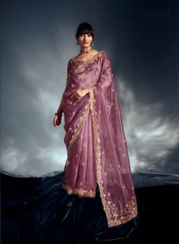 Elegant Lavender Pink Saree for Party Wear