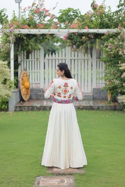 Off-White Kutchi Gamthi Lehenga for Garba