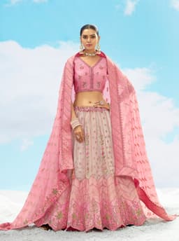 Pink Embroidered Lehenga for Wedding & Reception Wear