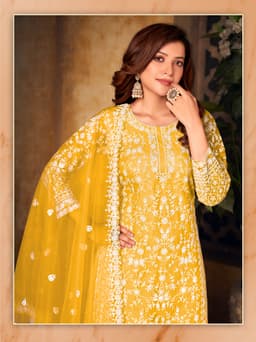 Mustard Yellow Designer Palazzo Suit