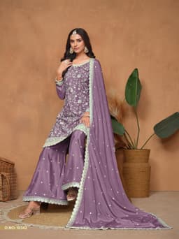 Lavender Chinon Palazzo Suit