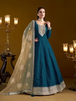 Teal Royal Occasion Anarkali Gown