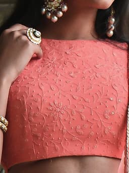 Peach Georgette Reception Designer Lehenga
