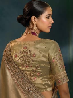Grey Ziraf Silk Designer Bridal Wear Saree