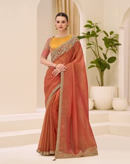 Copper Rose Dual Shade Silk Designer Saree for Party