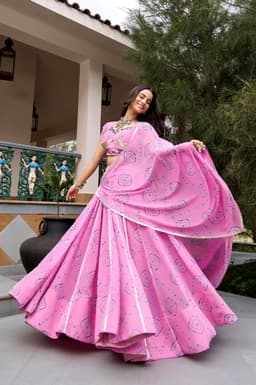 Pink Bandhej Lehenga for Navratri, Garba & Festive Wear