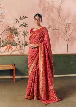 Red Bandhej Festive Wear Georgette Saree