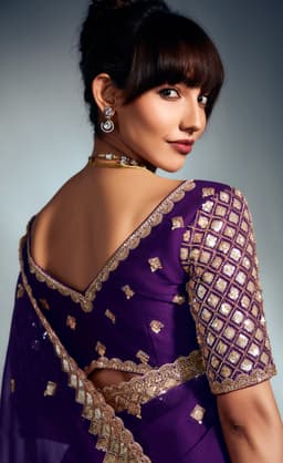 Premium Purple Tissue Organza Saree for Bridal Functions