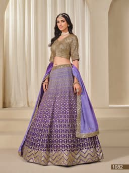Purple Chinon Silk Lehenga