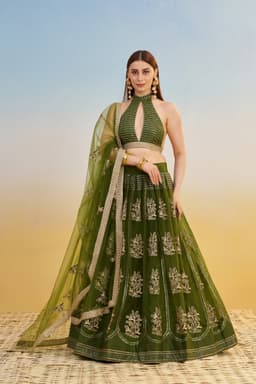 Olive green indian lehenga for wedding