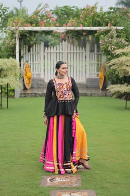 Black Gamthi Lehenga for Navratri, Garba & Dandiya Nights