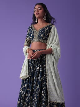 Navy Blue Georgette Lehenga Choli