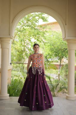 Wine Heart Lehenga | Kutchi Top for Garba