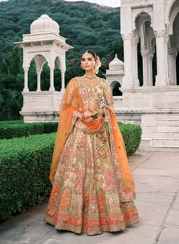 Orange Designer Silk Bridal Lehenga Choli