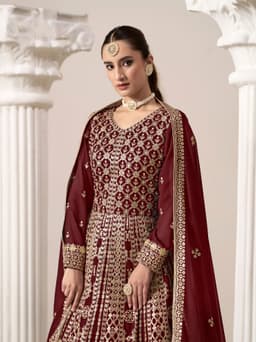 Bridal Maroon Flair Suit