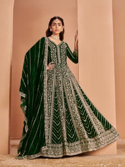Green Georgette Anarkali Suit